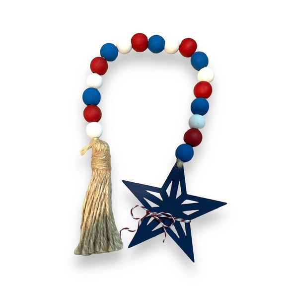 ⤵️🆕 Patriotic handmade Wood Bead Garland | Farmhouse garland | 4th of July - Picture 6 of 12